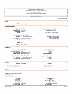 Preliminary Insurance Estimate